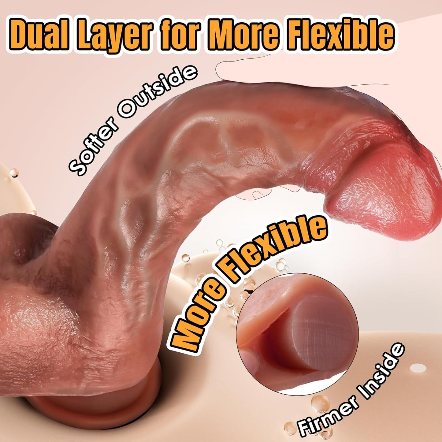 Realistic Dildo Sex Toys – 8 Inch Thick & Firm Flexible Anal Dildo with Stronger Suction Cup & Big Balls, Soft Liquid Silicone Huge Dildos for G Spot, Adult Sex Toys for Men, Women & Couples Tovs