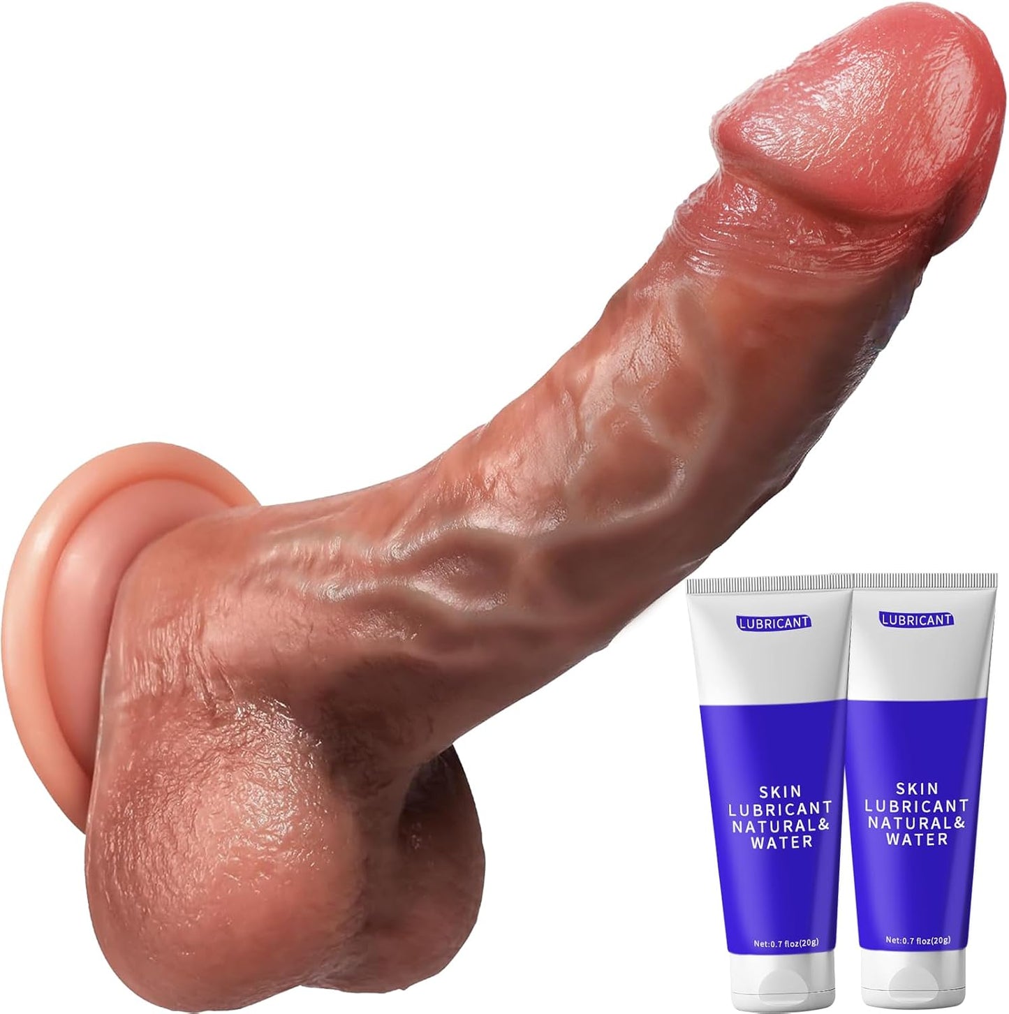Realistic Dildo Sex Toys – 8 Inch Thick & Firm Flexible Anal Dildo with Stronger Suction Cup & Big Balls, Soft Liquid Silicone Huge Dildos for G Spot, Adult Sex Toys for Men, Women & Couples Tovs