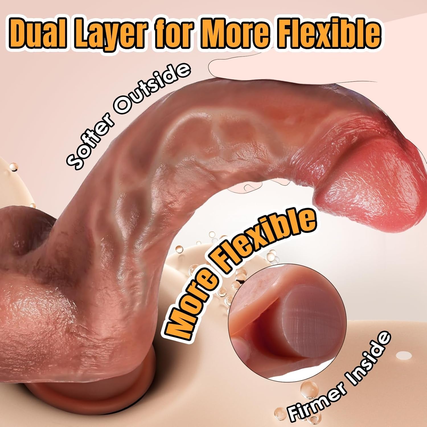 Realistic Dildo Sex Toys – 8 Inch Thick & Firm Flexible Anal Dildo with Stronger Suction Cup & Big Balls, Soft Liquid Silicone Huge Dildos for G Spot, Adult Sex Toys for Men, Women & Couples Tovs