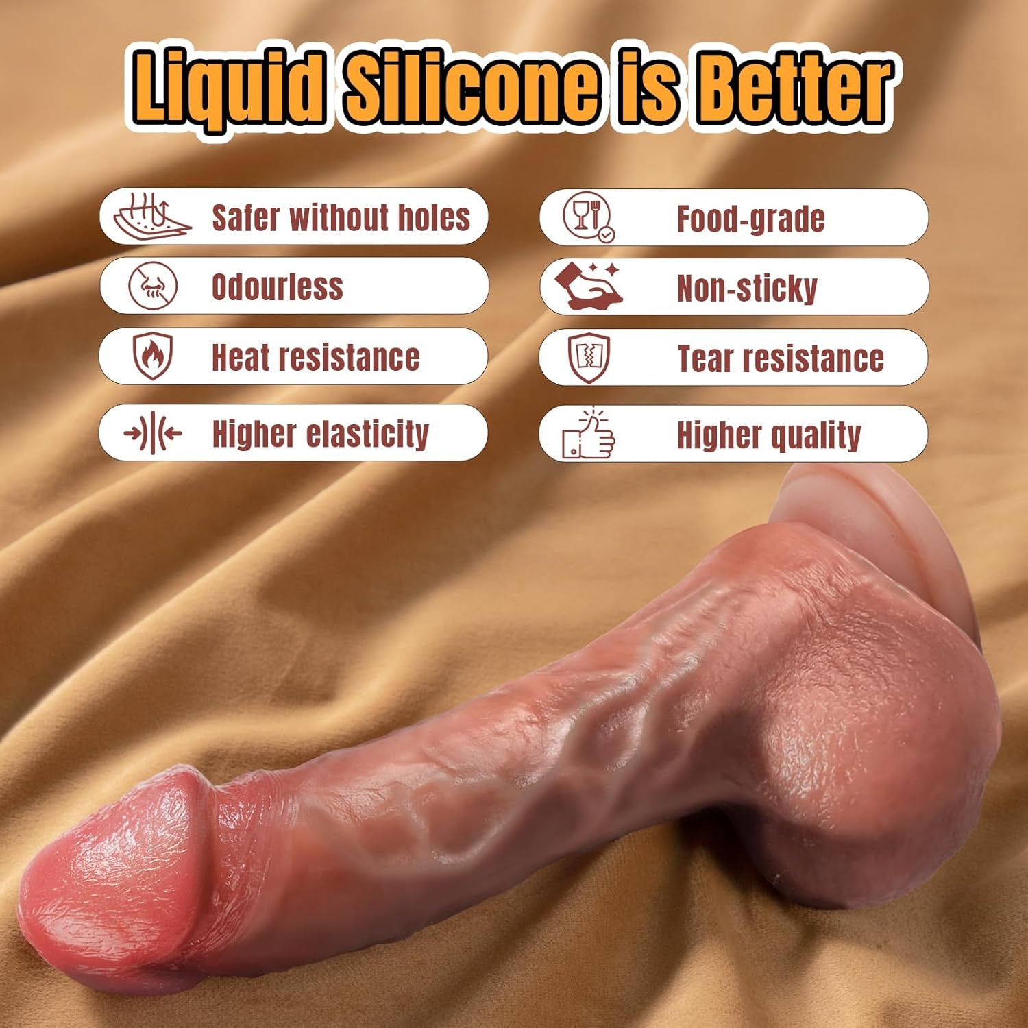 Realistic Dildo Sex Toys – 8 Inch Thick & Firm Flexible Anal Dildo with Stronger Suction Cup & Big Balls, Soft Liquid Silicone Huge Dildos for G Spot, Adult Sex Toys for Men, Women & Couples Tovs